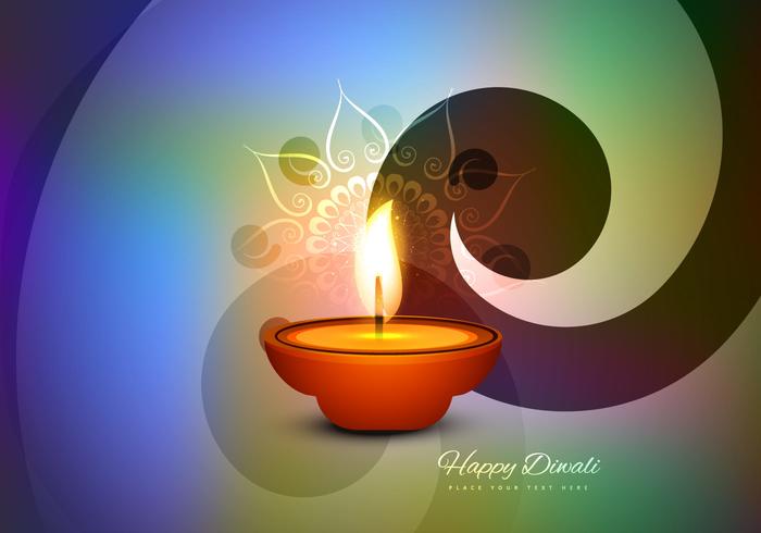 Cartão feliz de Diwali com lâmpada de óleo brilhante vetor