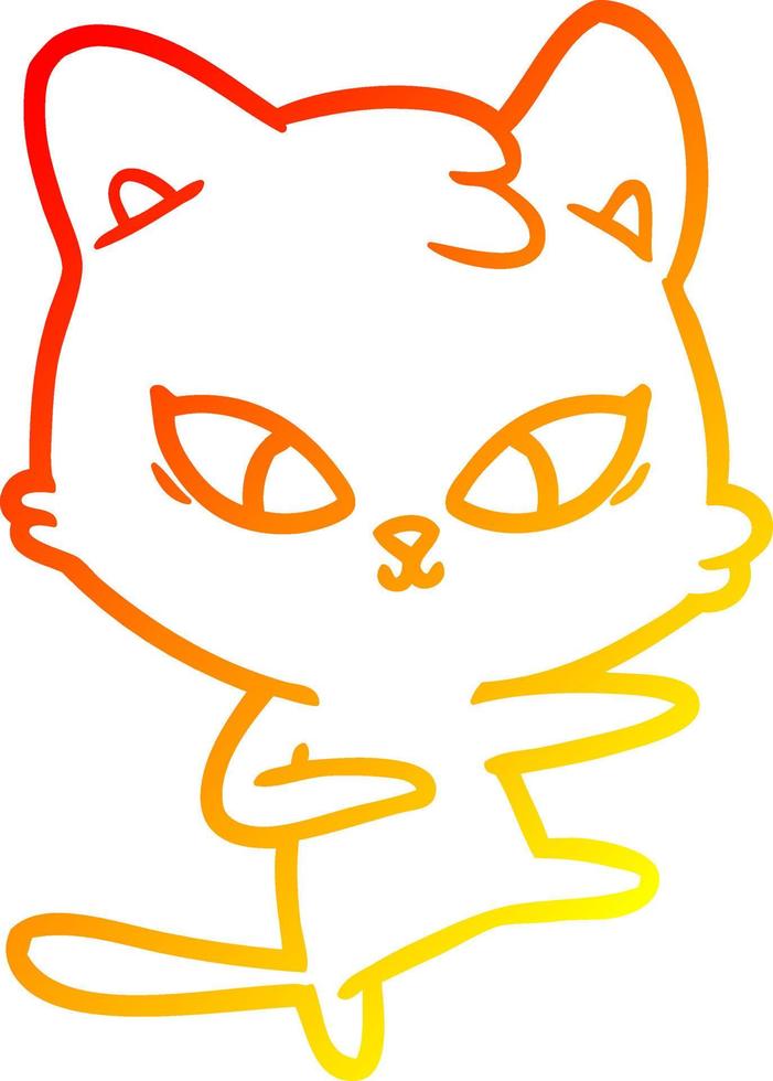 linha de gradiente quente desenhando gato de desenho animado fofo vetor