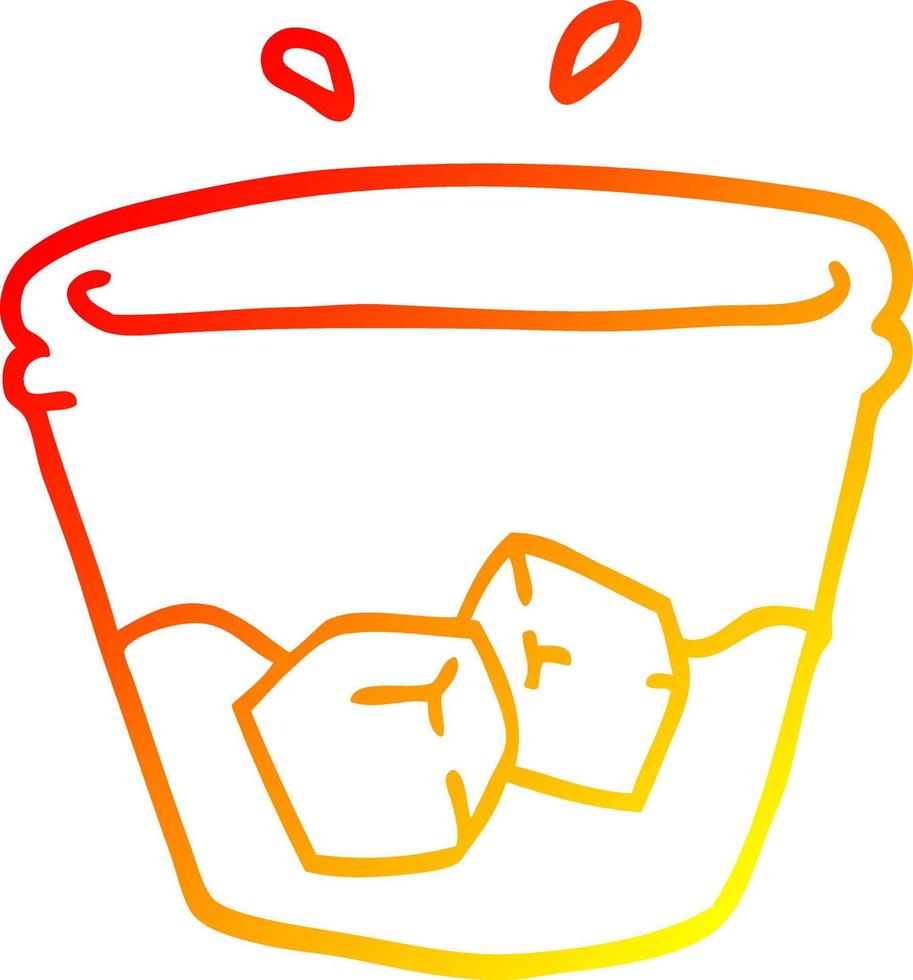 bebida de desenho animado de desenho de linha de gradiente quente em copo de vidro vetor