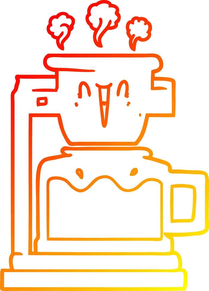 desenho de linha gradiente quente bule de café quente fumegante vetor