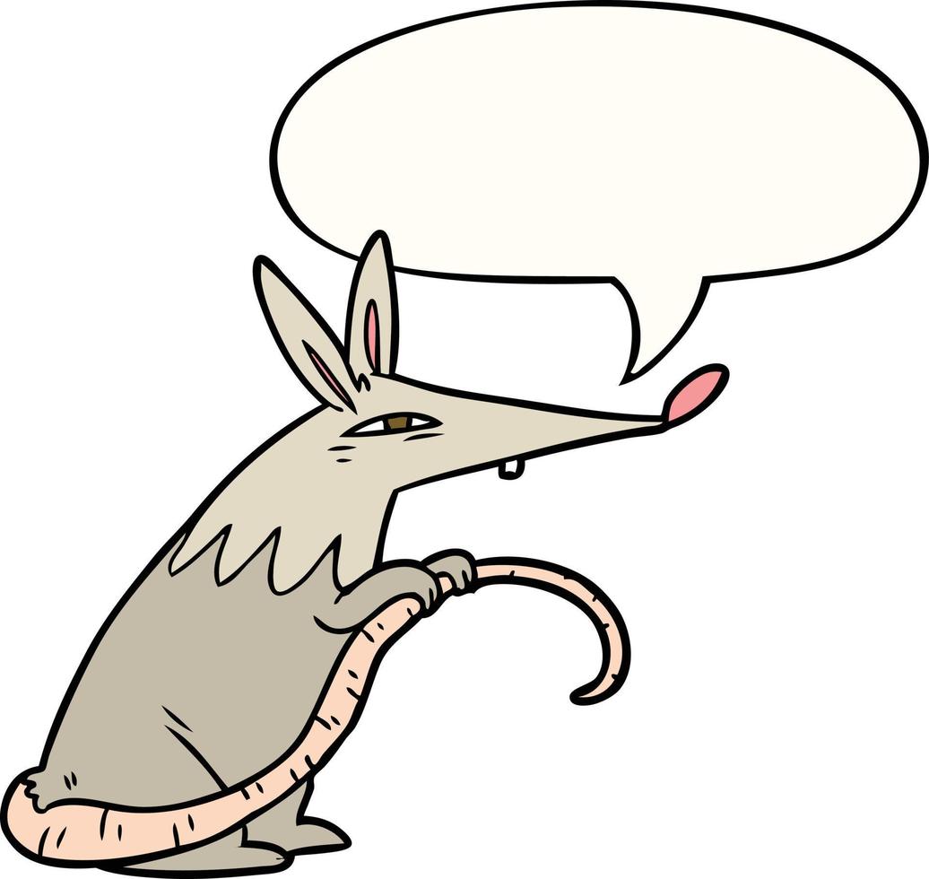 rato sorrateiro dos desenhos animados e bolha de fala vetor