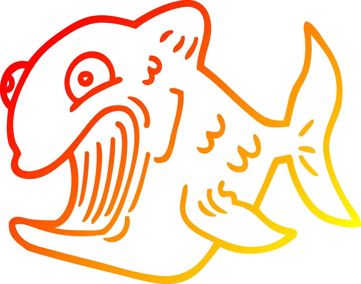 linha de gradiente quente desenhando peixe de desenho animado engraçado vetor