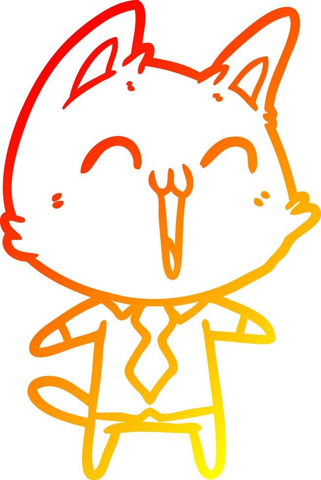 linha de gradiente quente desenhando gato de desenho animado feliz vetor