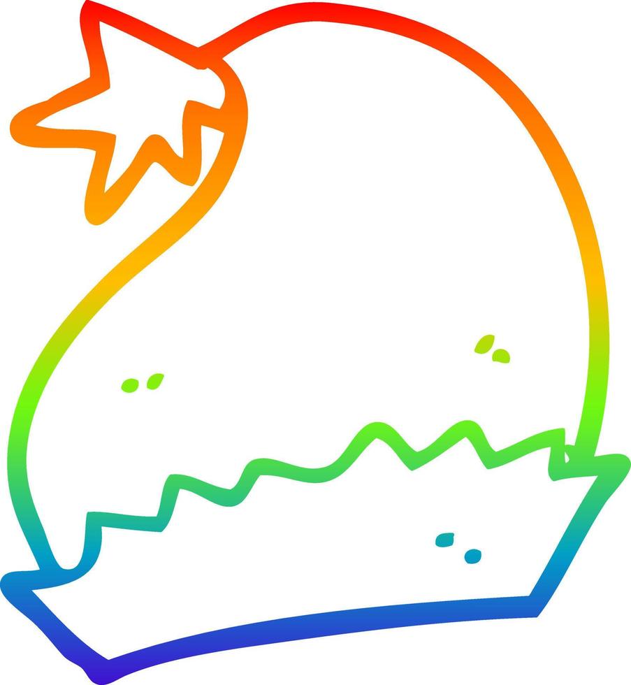 desenho de linha gradiente arco-íris desenho animado chapéu de papai noel vetor