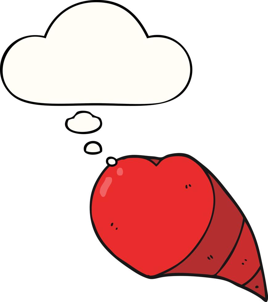 desenho animado símbolo de coração de amor e balão de pensamento vetor
