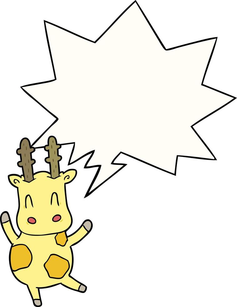 girafa de desenho animado bonito e bolha de fala vetor