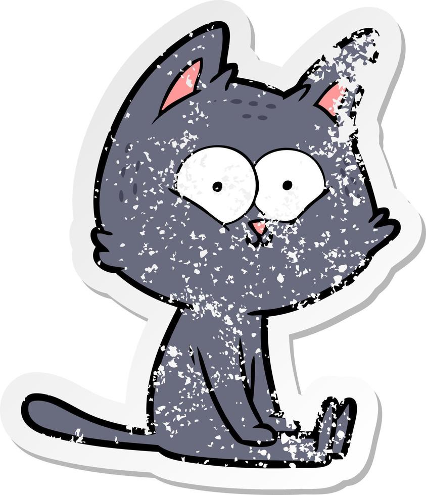 vinheta angustiada de um gato de desenho animado sentado vetor