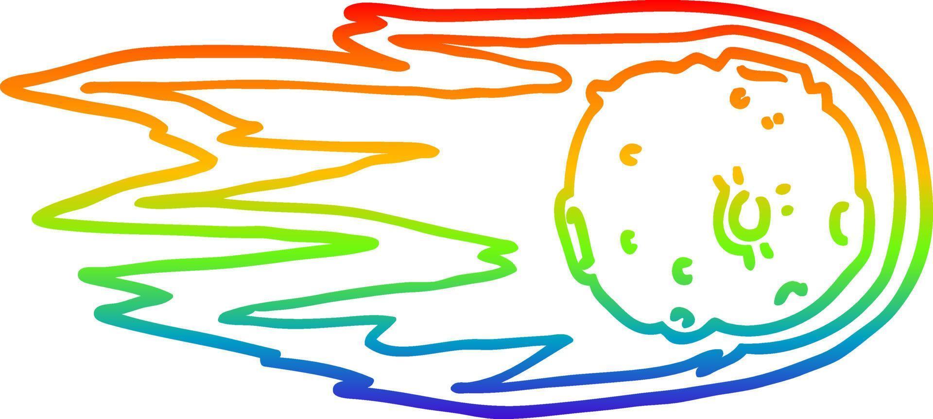 cometa de desenho de linha de gradiente de arco-íris vetor