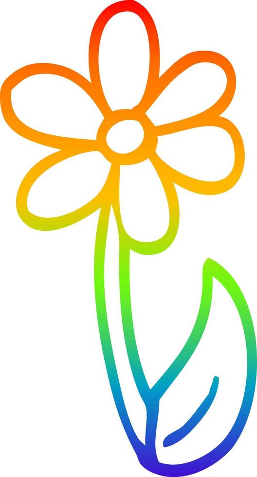 desenho de linha de gradiente de arco-íris desenho de flor de primavera vetor