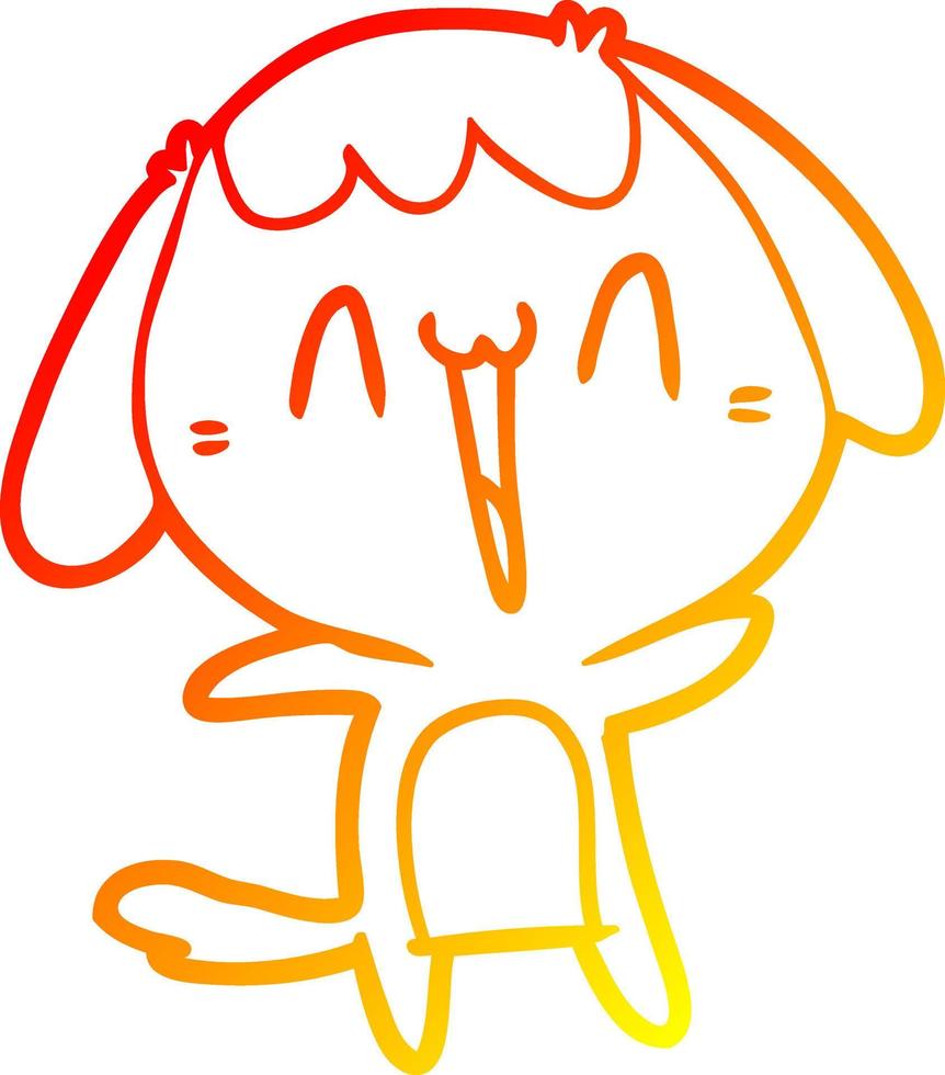 desenho de linha de gradiente quente desenho de cachorro rindo vetor