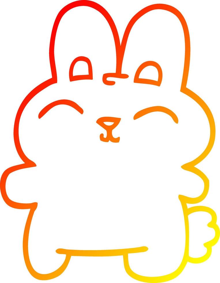 linha de gradiente quente desenhando coelho de desenho animado feliz vetor