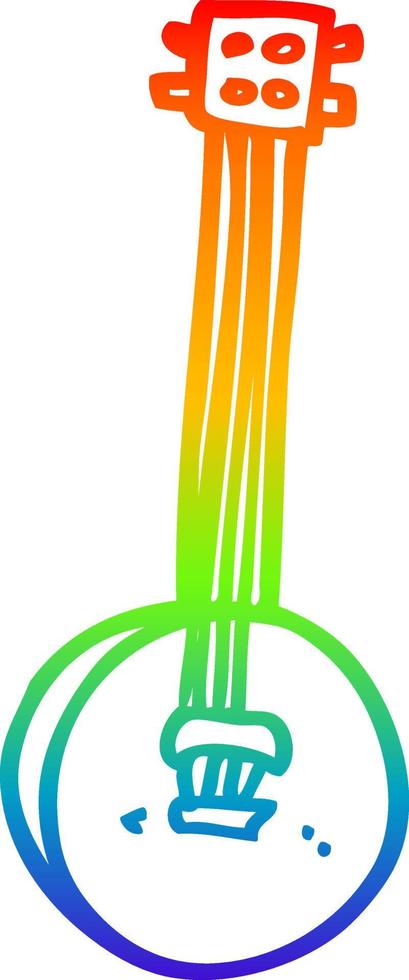 desenho de linha de gradiente de arco-íris desenho animado banjo velho vetor