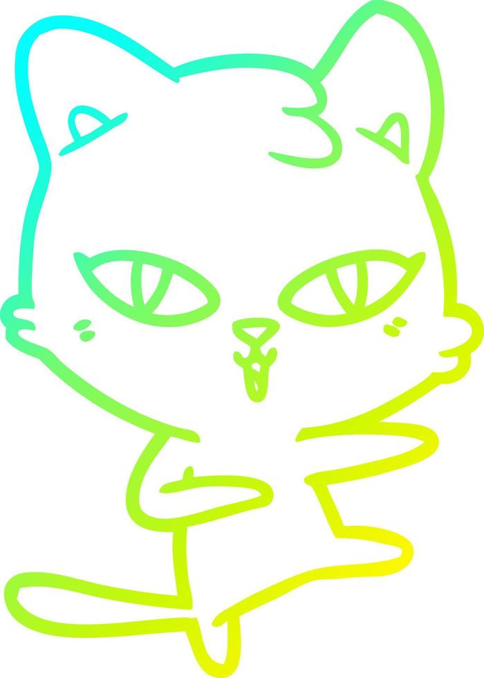 gato de desenho animado de desenho de linha de gradiente frio vetor