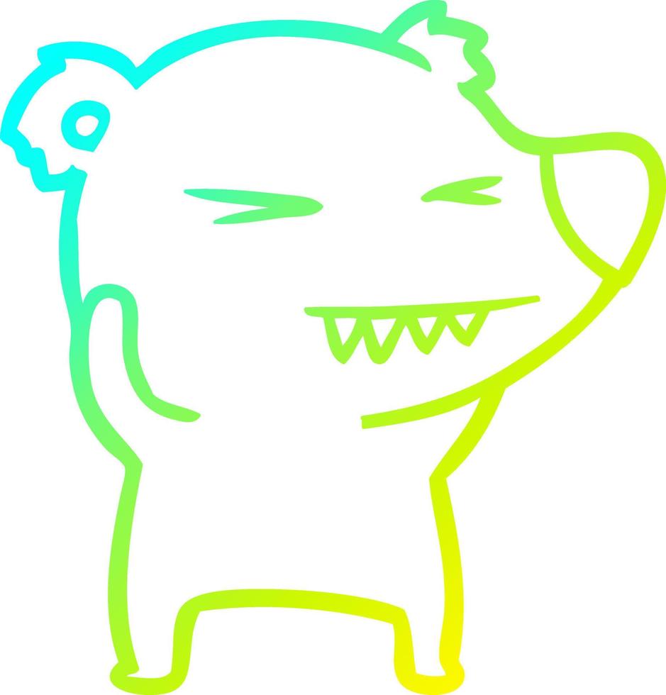 desenho de linha de gradiente frio desenho de urso polar irritado vetor