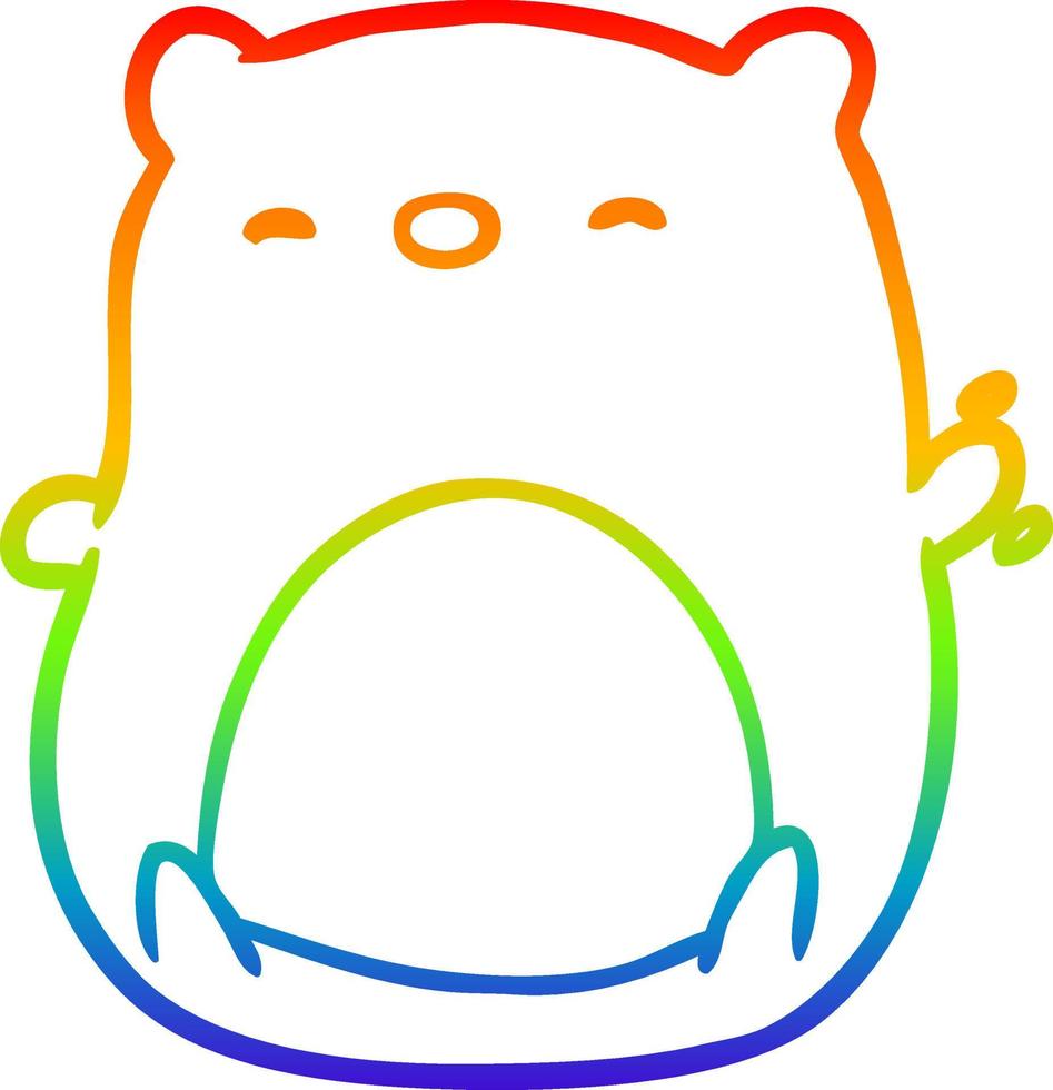 desenho de linha de gradiente de arco-íris bonito urso polar vetor