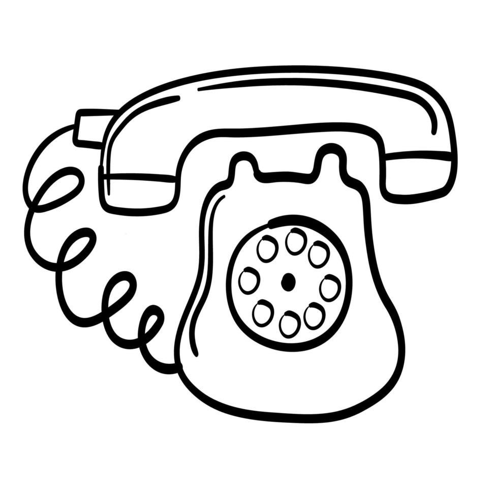 doodle adesivo antigo telefone residencial vetor