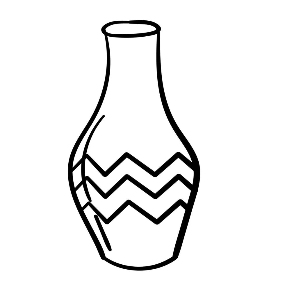 doodle adesivo de vaso de flores com padrão vetor