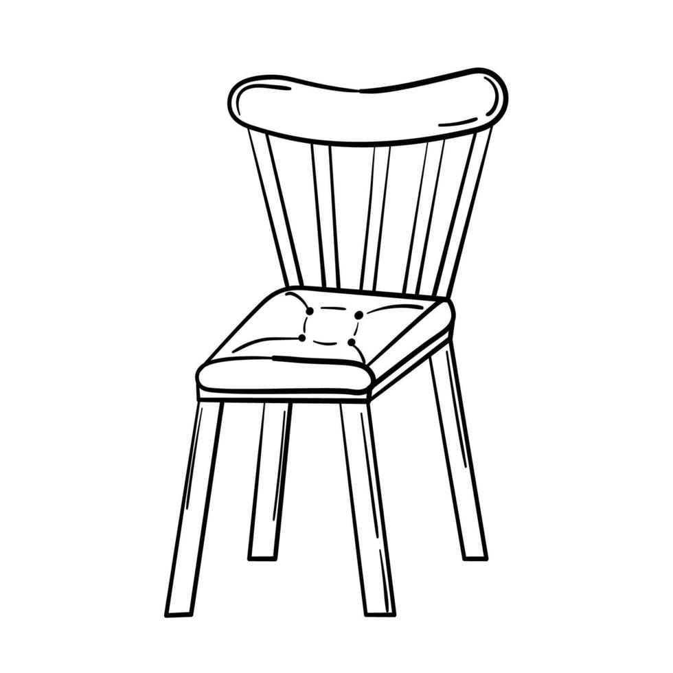 cadeira de adesivo doodle com almofada macia vetor