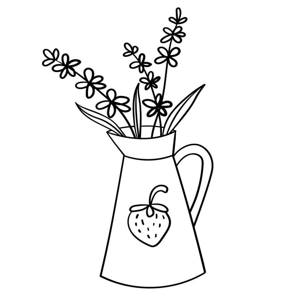 doodle flores em um vaso de forma incomum, plantas de interior vetor