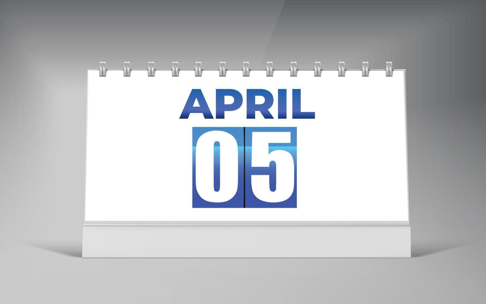 05 de abril, modelo de design de calendário de mesa. design de calendário de data única. vetor