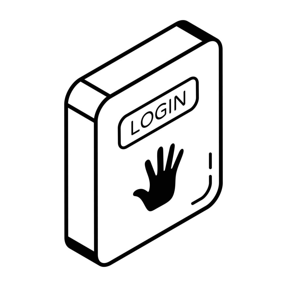um design de ícone de linha de login biométrico vetor