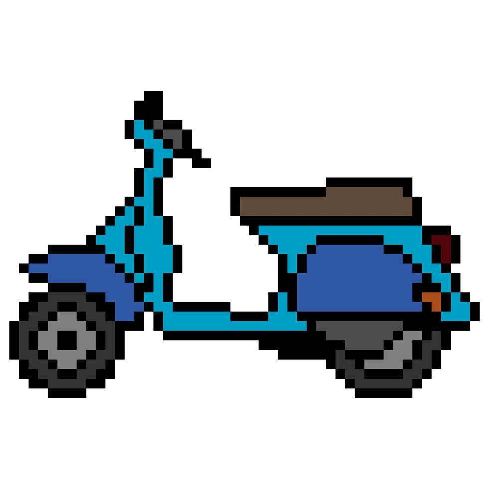 moto scooter com pixel art. ilustração vetorial. vetor