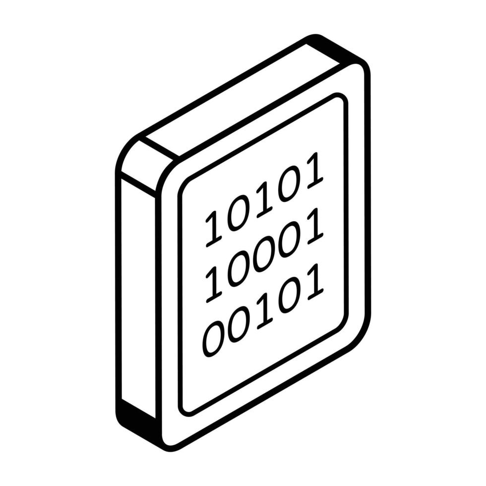 um ícone de design isométrico de linha de código binário vetor