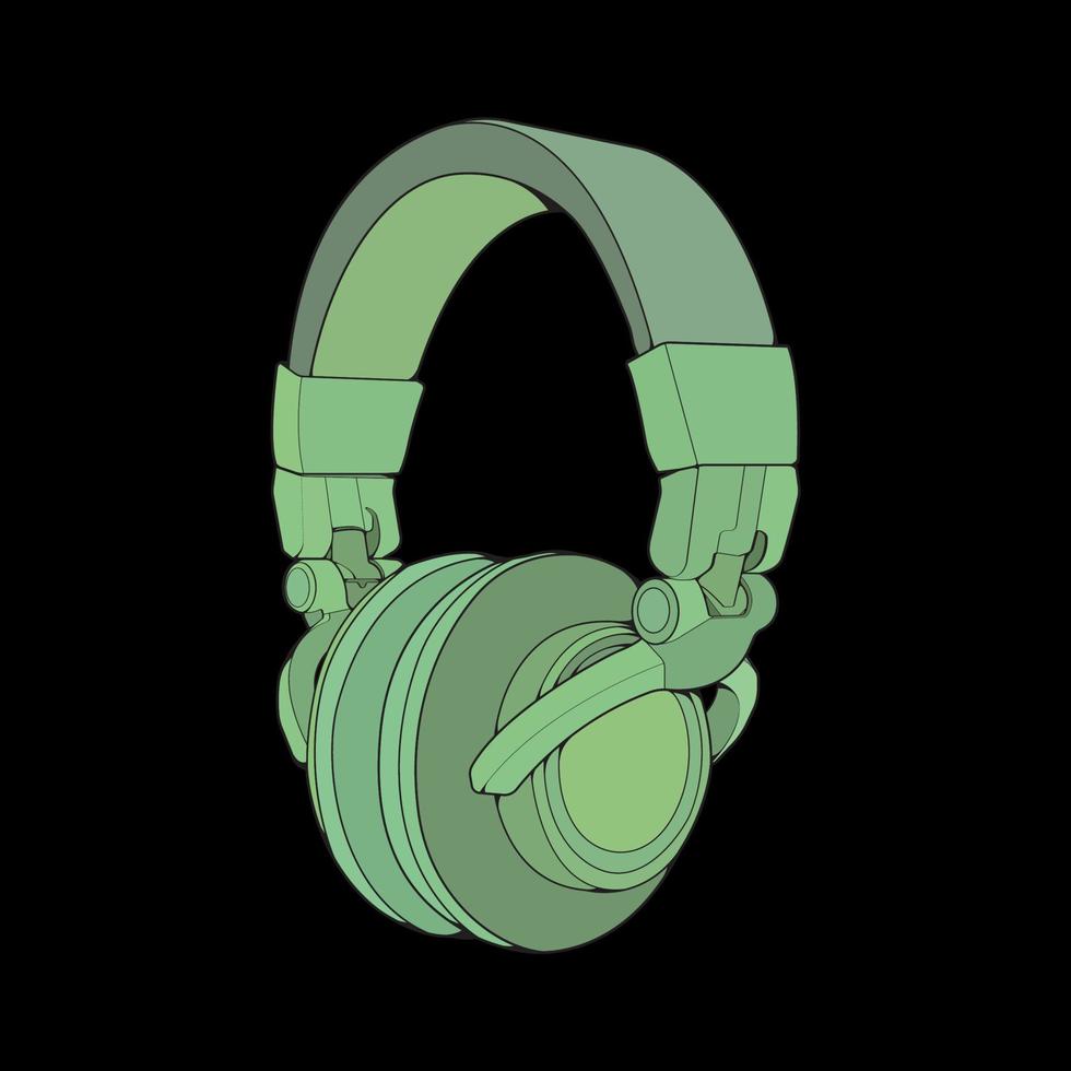 ilustração vetorial de fones de ouvido de bloco de cores, conceito de música, vetor de arte de linha, fones de ouvido portáteis, vetor de fones de ouvido