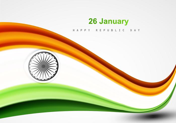 26 de janeiro Dia da república feliz com bandeira indiana vetor