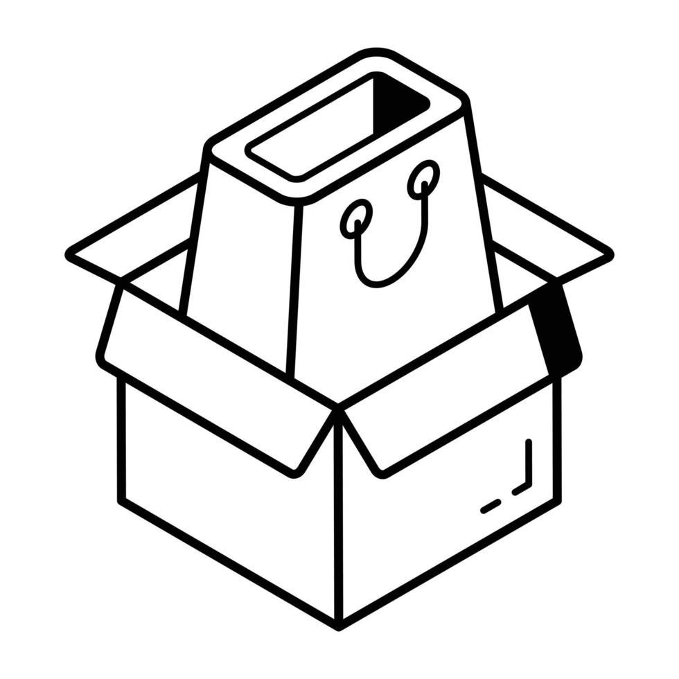 um ícone linear escalável da embalagem do produto vetor