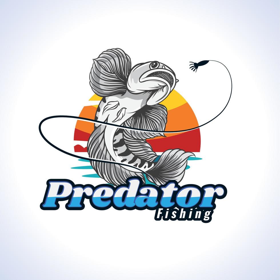 logotipo de pesca predador de peixe branco vetor