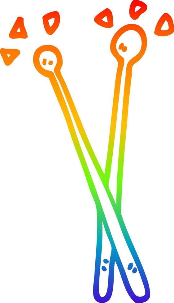 baquetas de tambor de desenho de linha de gradiente de arco-íris vetor
