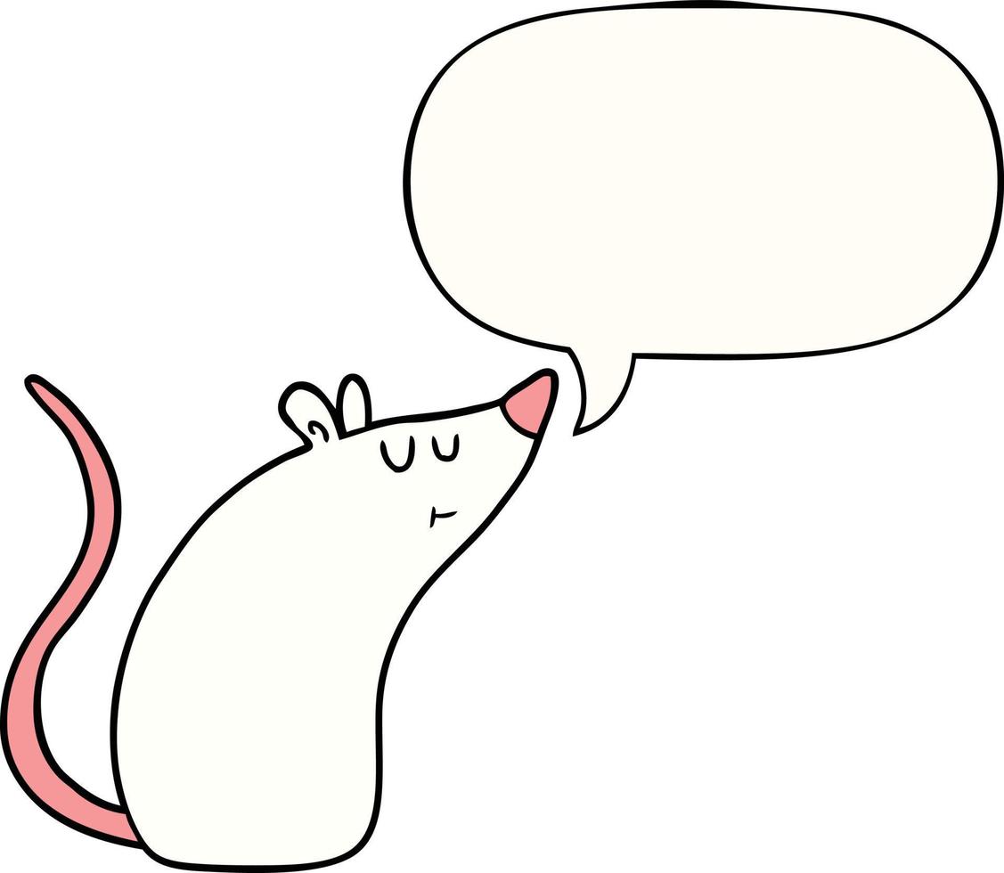 rato branco de desenho animado e bolha de fala vetor