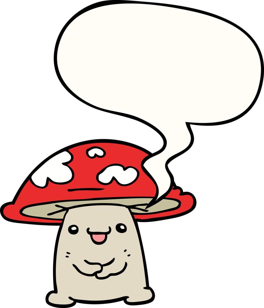 personagem de desenho animado cogumelo e bolha do discurso vetor