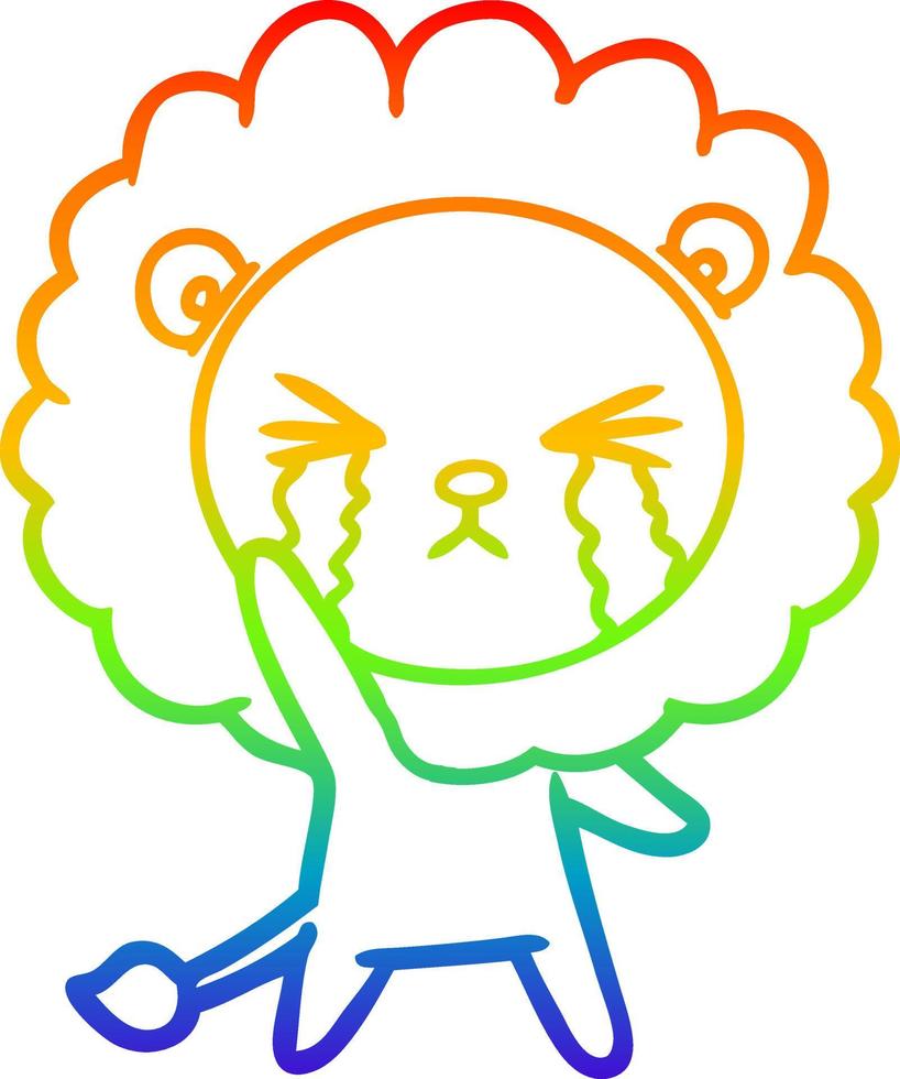 desenho de linha de gradiente de arco-íris desenho de leão chorando vetor