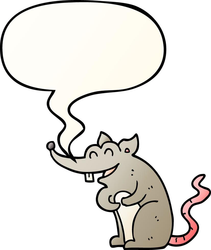 rato de desenho animado e bolha de fala em estilo gradiente suave vetor