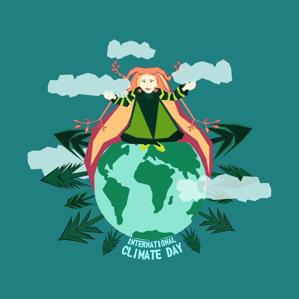 dia mundial do meio ambiente ou conceito de dia da terra. Salve nosso planeta. cuidar da terra. dia mundial do clima. mãe Terra. desenho gráfico estilizado de desenho vetorial para postagem, banner, cartão com letras vetor