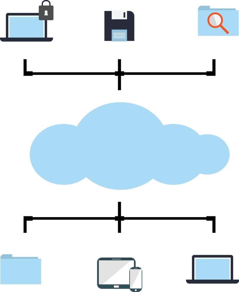 vetor de gerenciamento de sistema de dados em nuvem. conceito de computação em nuvem.
