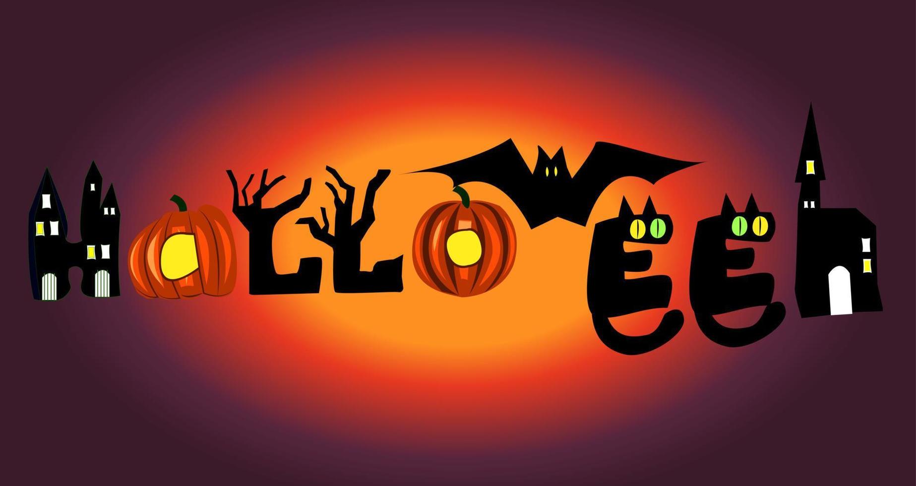 inscrição de dia das bruxas. banner, cartão postal sobre o tema do halloween. vetor