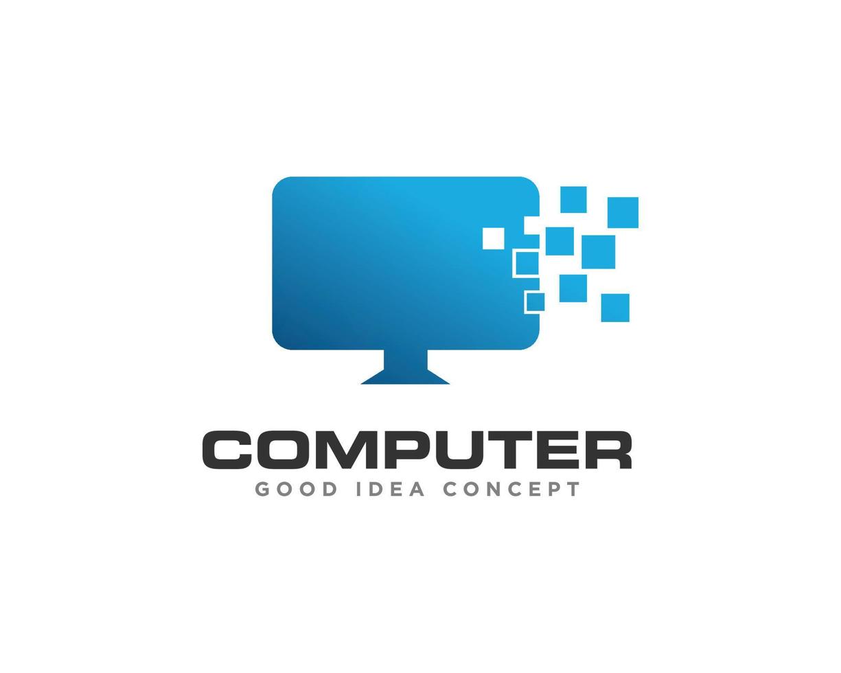 vetor de design de ícone de logotipo de tecnologia de computador