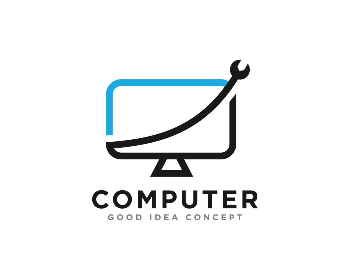 vetor de design de ícone de logotipo de tecnologia de computador