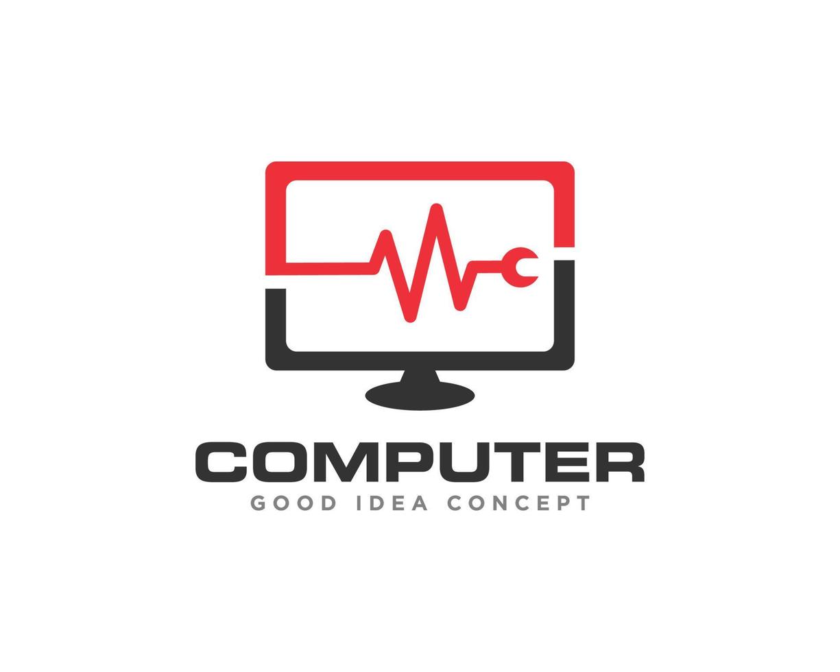 vetor de design de ícone de logotipo de tecnologia de computador