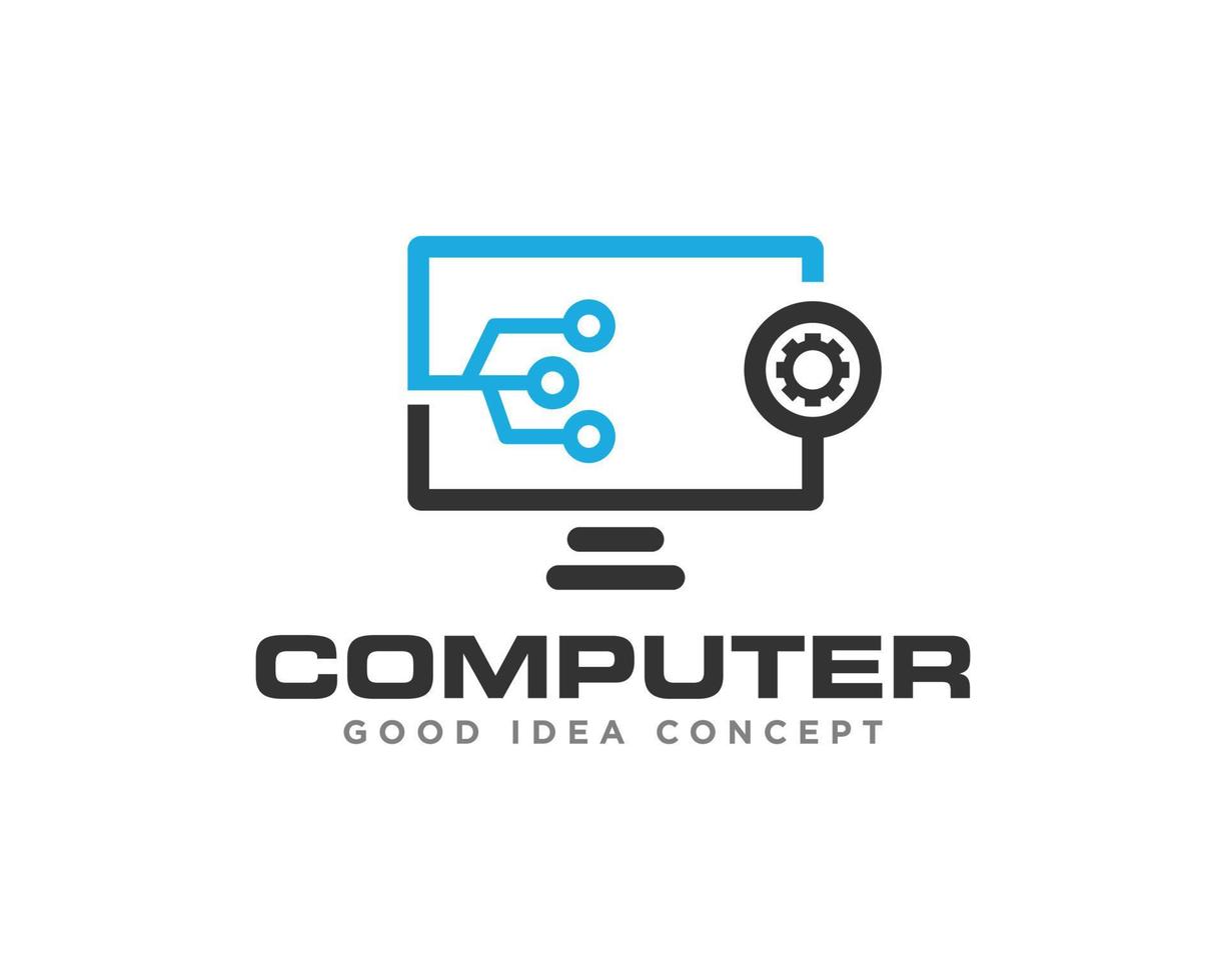 vetor de design de ícone de logotipo de tecnologia de computador