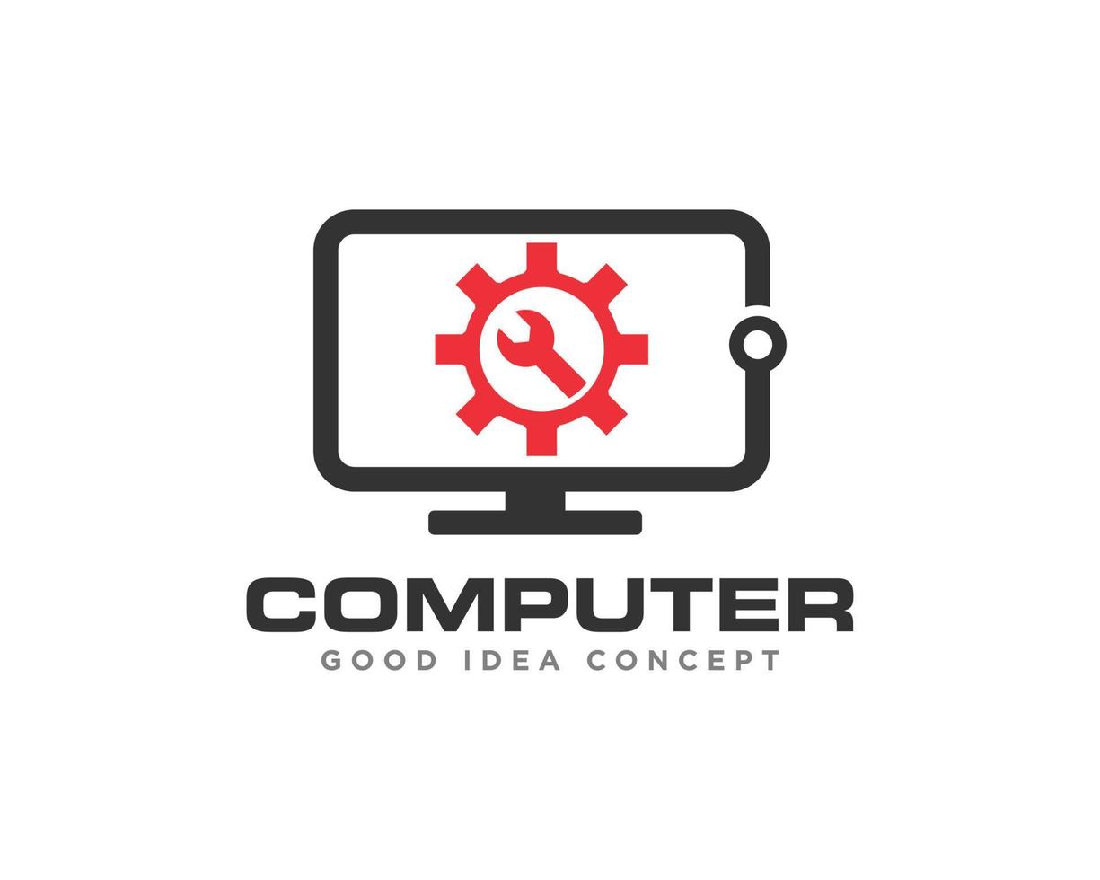 vetor de design de ícone de logotipo de tecnologia de computador