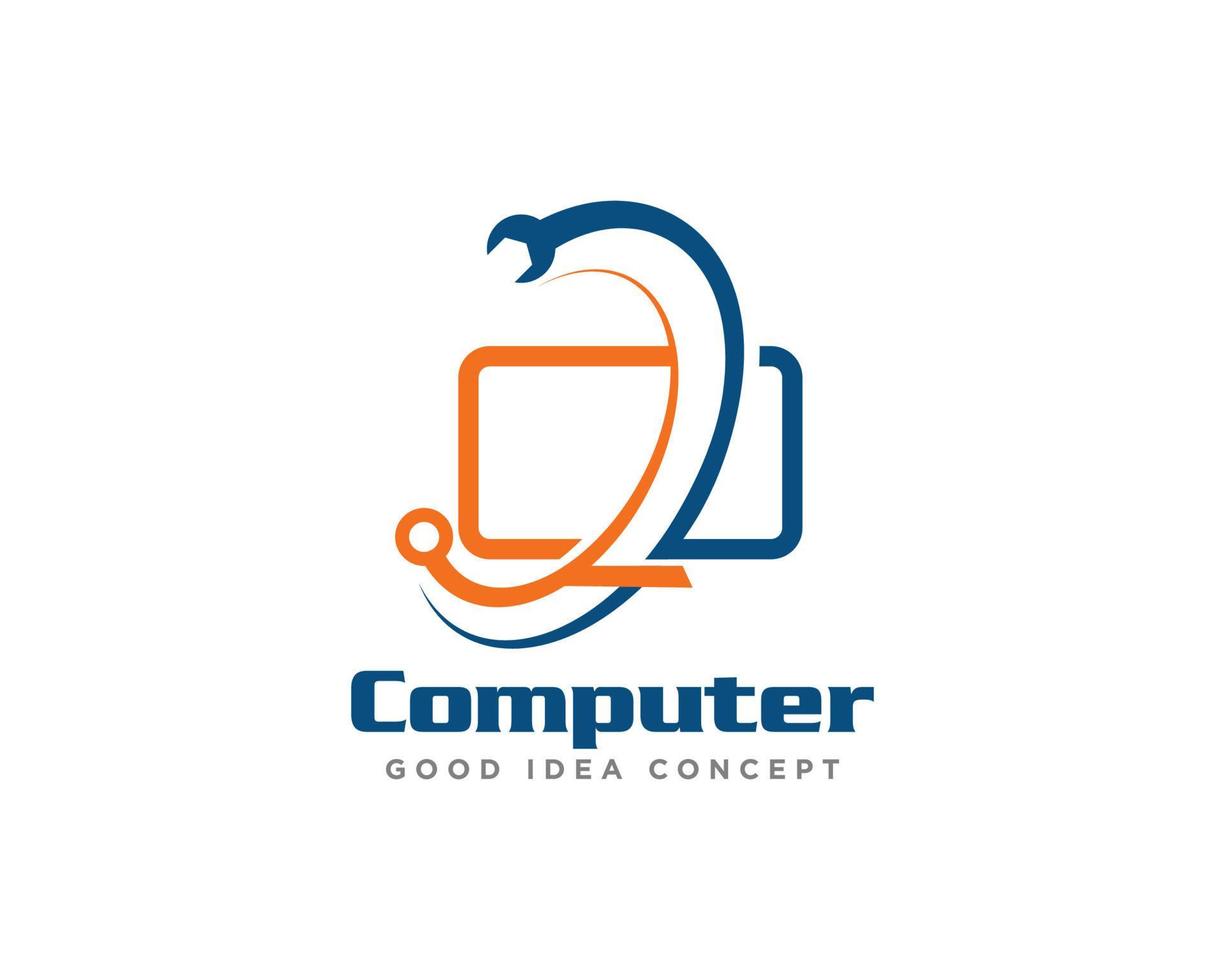 vetor de design de ícone de logotipo de tecnologia de computador