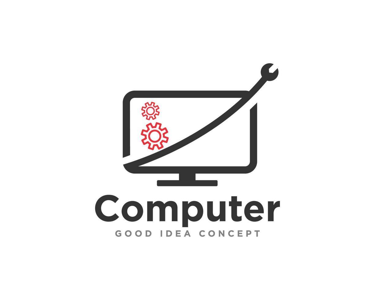 vetor de design de ícone de logotipo de tecnologia de computador