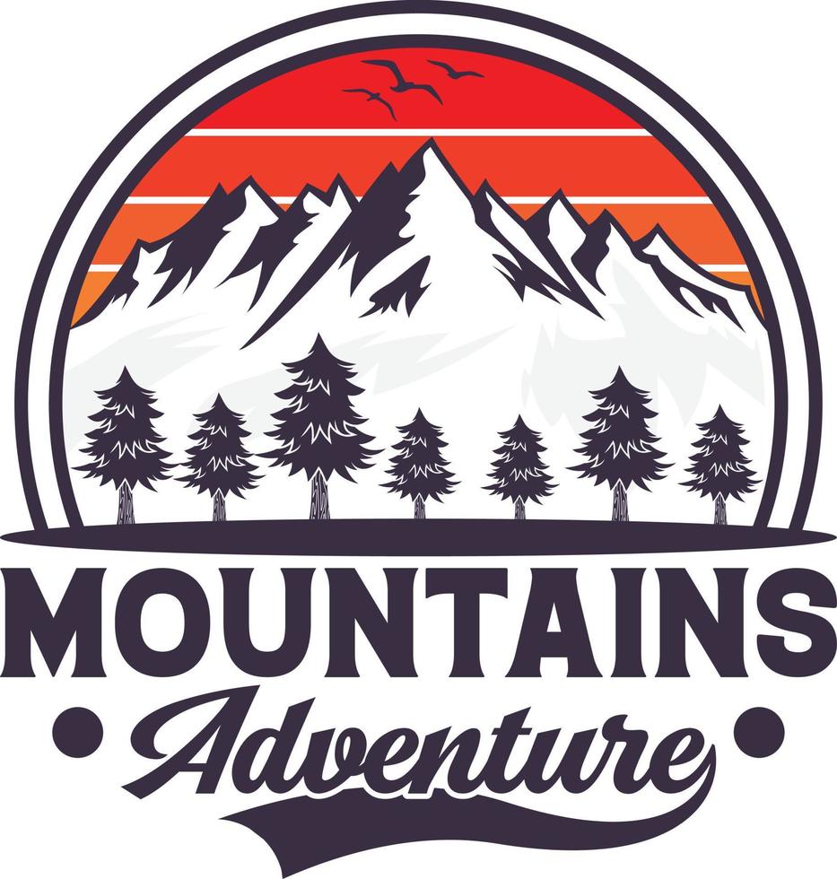 design de camiseta de aventura na montanha vetor