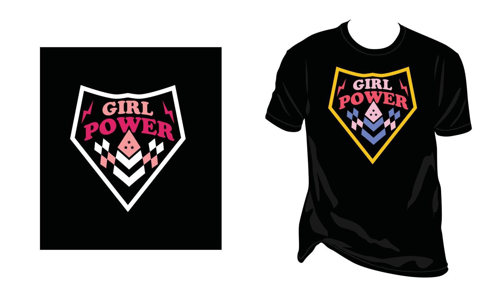girl power vector arte logotipo vintage t-shirt-design