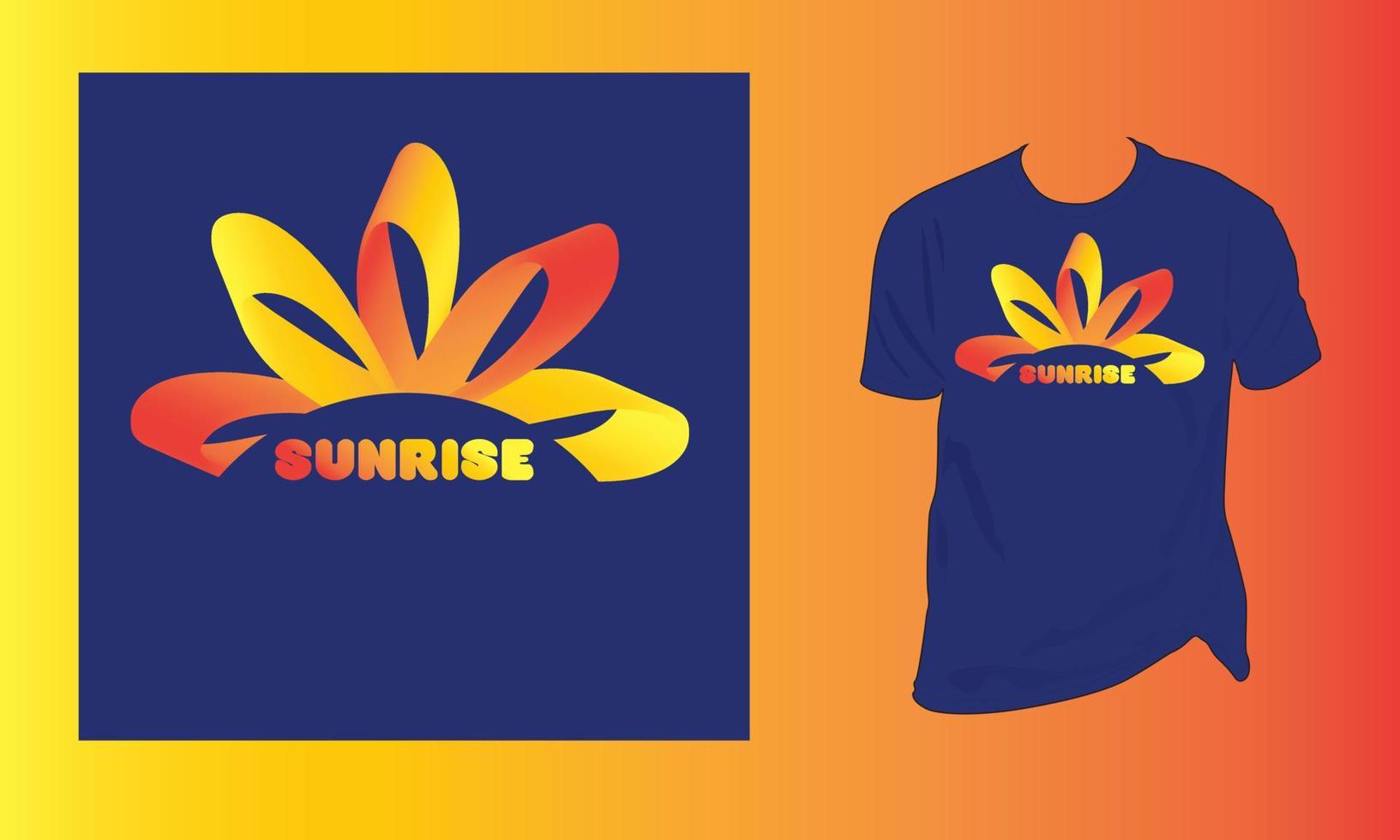 design de camiseta de logotipo amarelo vermelho efeito gradiente de nascer do sol artificial vetor