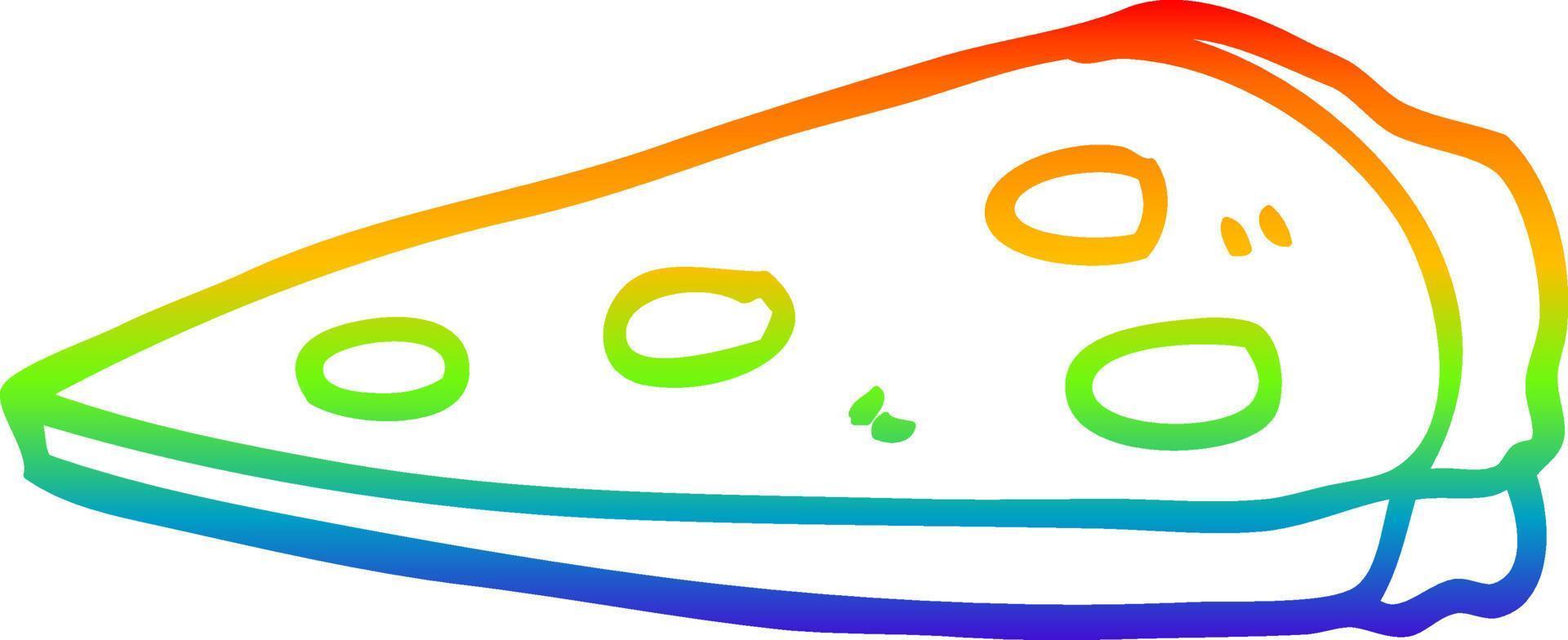 pizza de desenho de desenho de linha de gradiente de arco-íris vetor